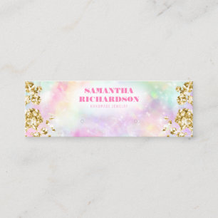 Rainbow Gold Holographic Earring Holder Display Mini Business Card