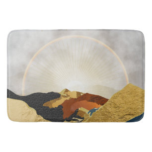 Rainbow Gold Metallic Mountain Bright Sun Landscap Bath Mat