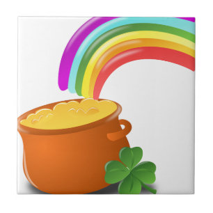 Rainbow Gold Pot Lucky Irish Sky Ireland Colourful Ceramic Tile