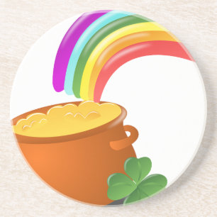 Rainbow Gold Pot Lucky Irish Sky Ireland Colourful Coaster