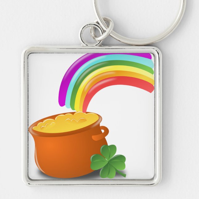 Rainbow Gold Pot Lucky Irish Sky Ireland Colourful Key Ring (Front)