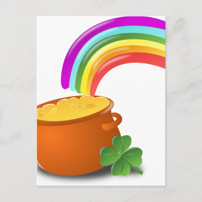Rainbow Gold Pot Lucky Irish Sky Ireland Colourful Postcard (Front)