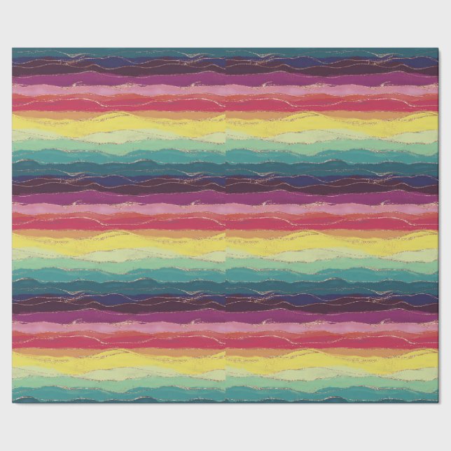 Rainbow gold stripes  wrapping paper (Seam)