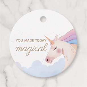 Rainbow Gold Watercolor Unicorn Birthday Party Favour Tags