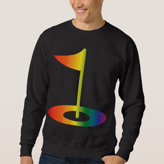 Rainbow Golf Flag Funny Golfing Pride Rainbow Golf Sweatshirt (Front)