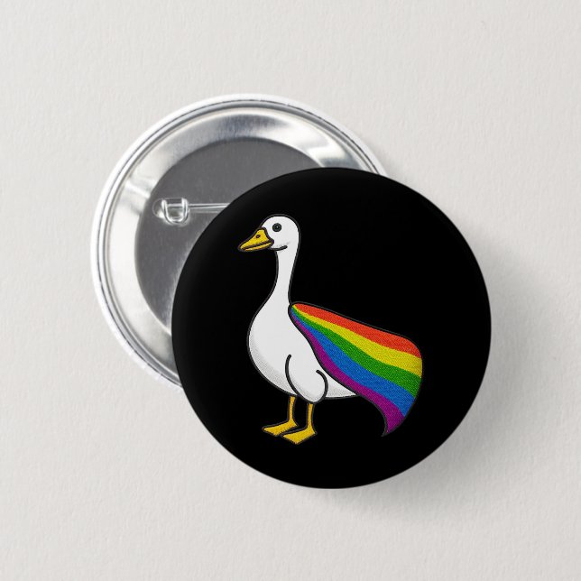 Rainbow Goose LGBTQ Pride Gay Transgender LGBTQ+ 6 Cm Round Badge (Front & Back)