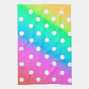 Rainbow Gradient and Polka Dots Tea Towel