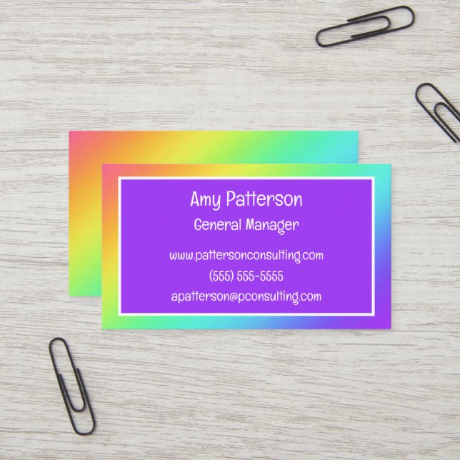 Rainbow Gradient and Purple Business Cards (Front/Back In Situ)
