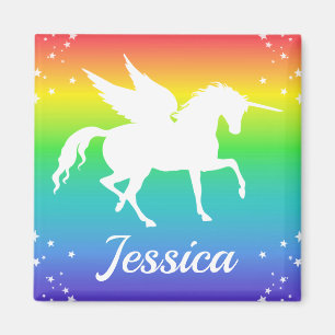 Rainbow Gradient and Unicorn Silhouette with Stars Magnet