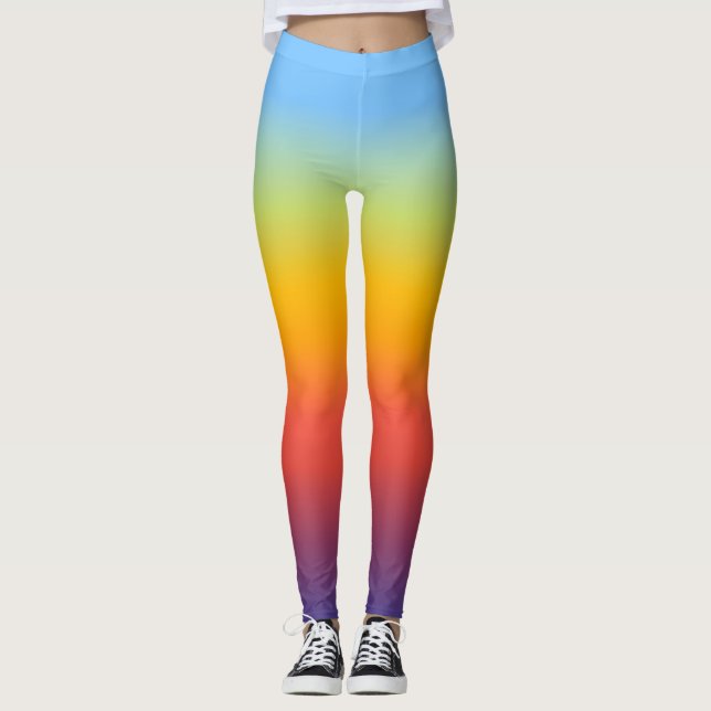 Rainbow Gradient Colourful Ombre Athletic Leggings (Front)
