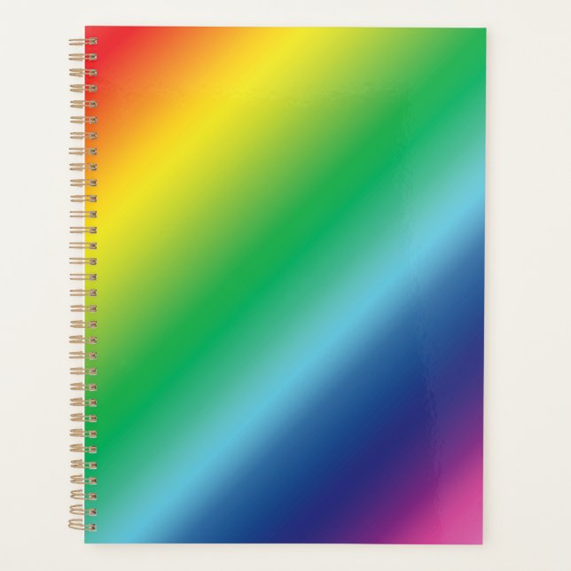 Rainbow gradient colours pattern happy modern planner (Front)
