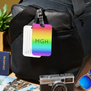 Rainbow Gradient custom monogram Luggage Tag