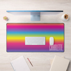 Rainbow Gradient Custom Name Desk Mat