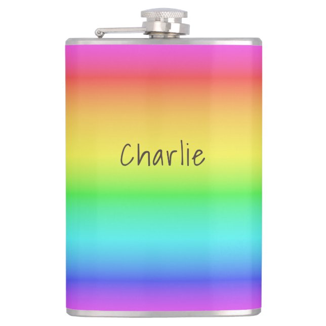 Rainbow Gradient custom name flasks (Front)