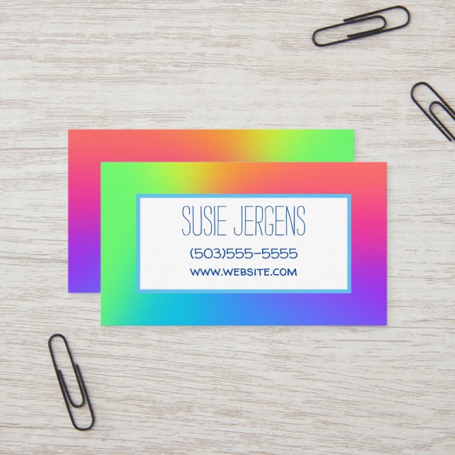 Rainbow Gradient Customisable Business Cards (Front/Back In Situ)