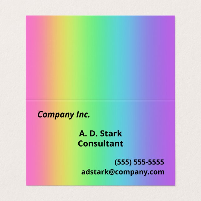 Rainbow Gradient Folded Business Cards (Outside Unfolded)