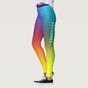 Rainbow Gradient, Freedom, Monogram Personalised Leggings