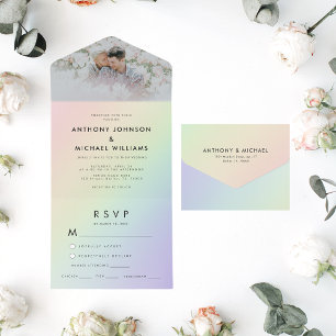Rainbow Gradient Gay Pride LGBTQ Colourful Wedding All In One Invitation
