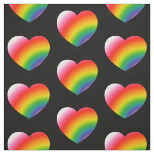 Rainbow Gradient Hearts Pattern Fabric