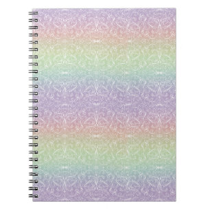 Rainbow Gradient Lace Pattern Fabric Notebook