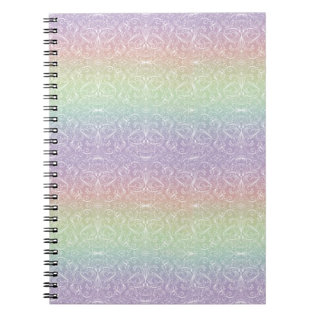 Rainbow Gradient Lace Pattern Fabric Notebook (Front)