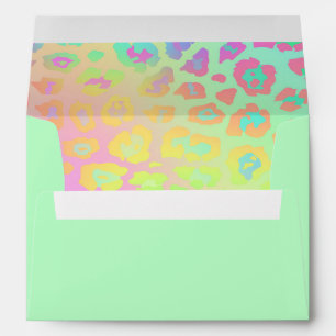 Rainbow Gradient Leopard Spots Mint Green Envelope