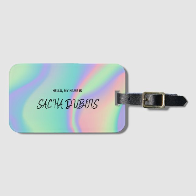 Rainbow Gradient Name Luggage Tag  (Front Horizontal)