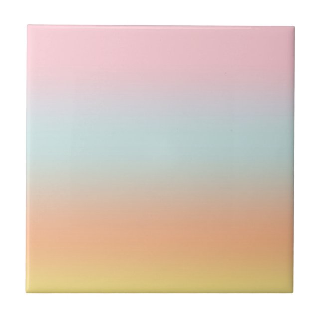 Rainbow Gradient Ombre Pink Blue Yellow Ceramic Tile (Front)