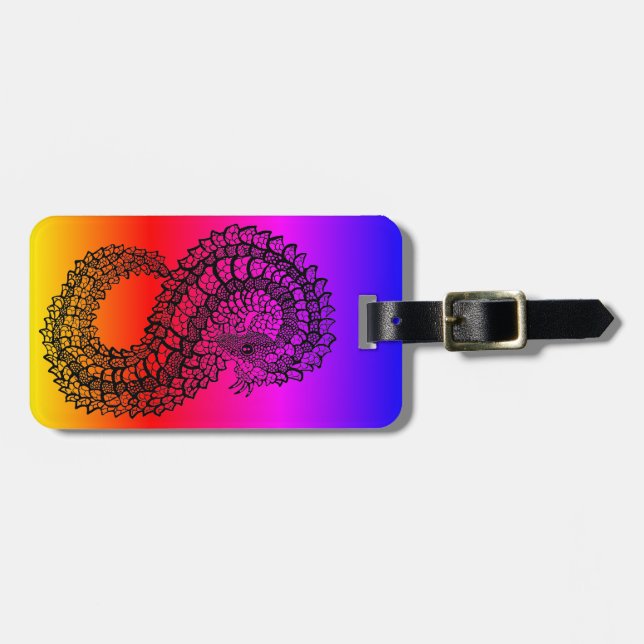 Rainbow gradient Pangolin luggage tag (Front Horizontal)