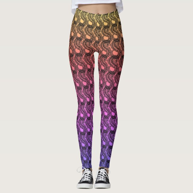 Rainbow gradient pangolin statement leggings (Front)