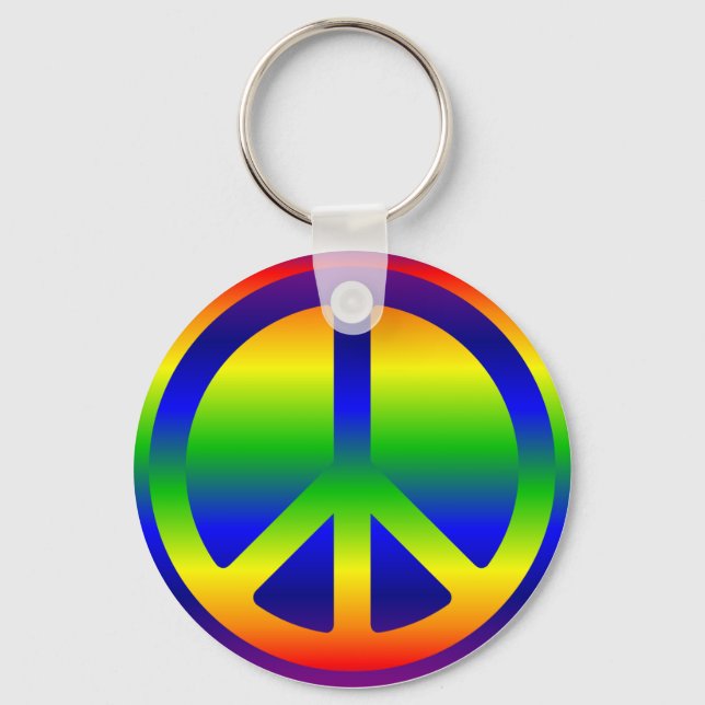 Rainbow Gradient Peace Symbol Keychain (Front)