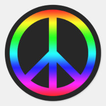 Rainbow Gradient Peace Symbol Sign On Black