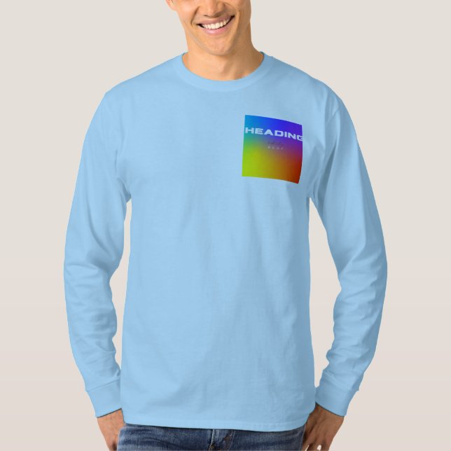 Rainbow  gradient  pocket design  long sleeve T-Shirt (Front)