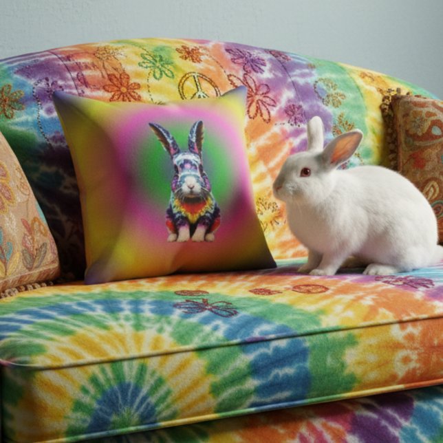 Rainbow Gradient Rabbit Bunny Colourful Cushion (Creator Uploaded)