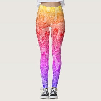 Rainbow Gradient Slime Drip Leggings