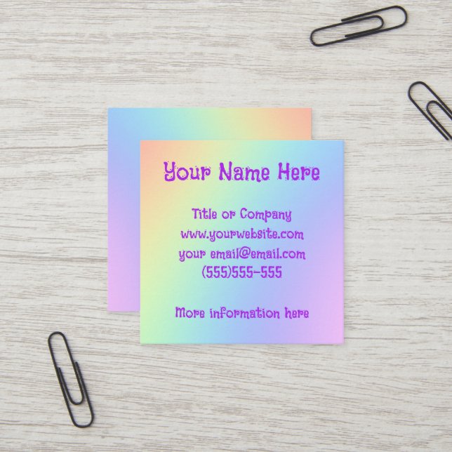 Rainbow Gradient Square Business Cards (Front/Back In Situ)