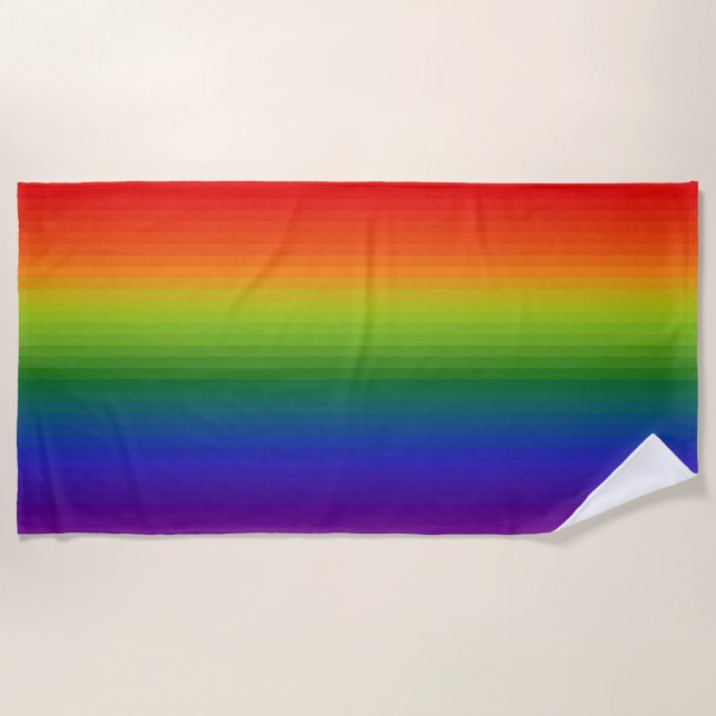 Rainbow Gradient Striped Beach Towel (Front)