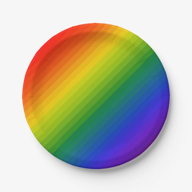 Rainbow Gradient Striped Paper Plate (Front)