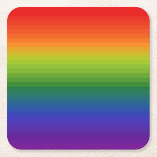 Rainbow Gradient Striped Square Paper Coaster