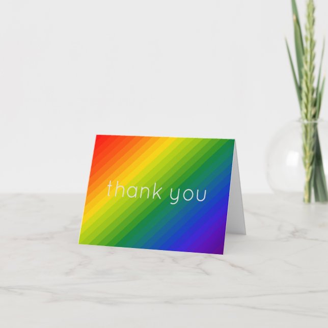 Rainbow Gradient Striped  Thank You Card (Front)