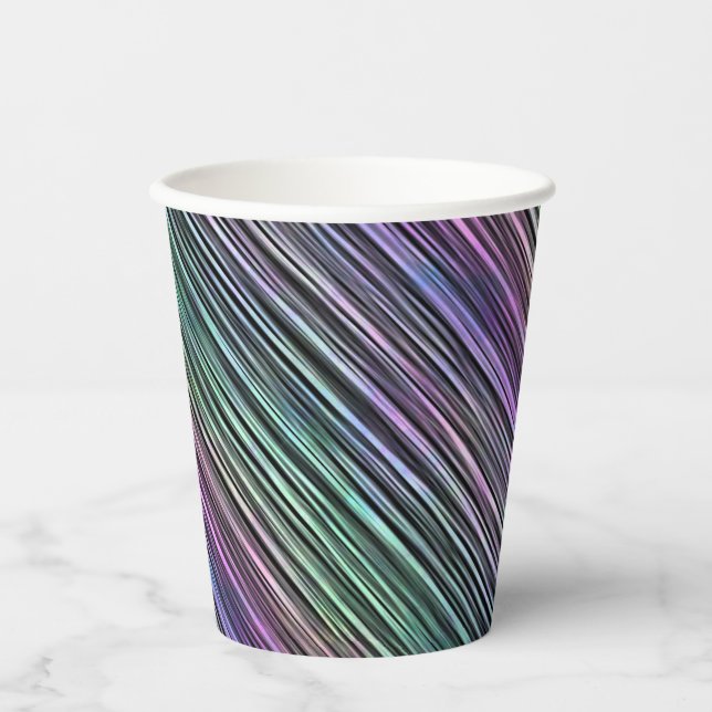 rainbow gradient stripes on black :  paper cups (Front)