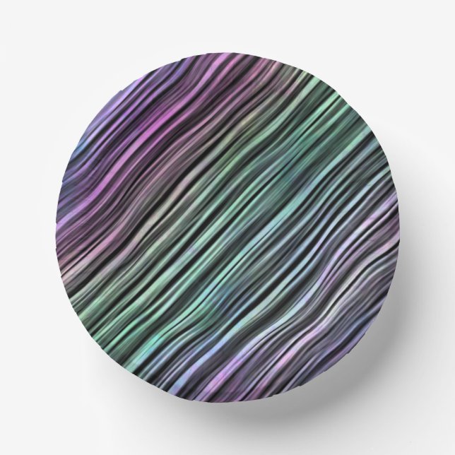 rainbow gradient stripes on black : paper plate (Front)