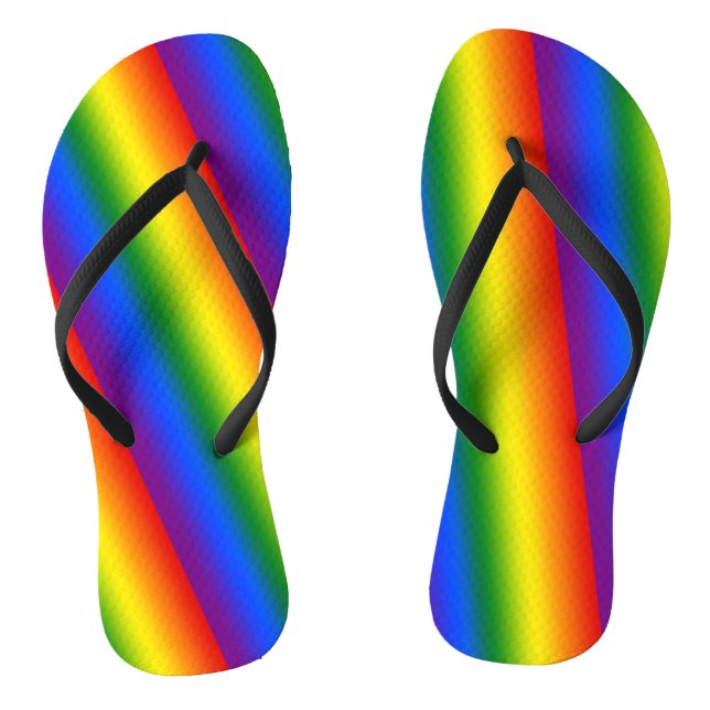 Rainbow Gradient Stripes Thongs (Footbed)