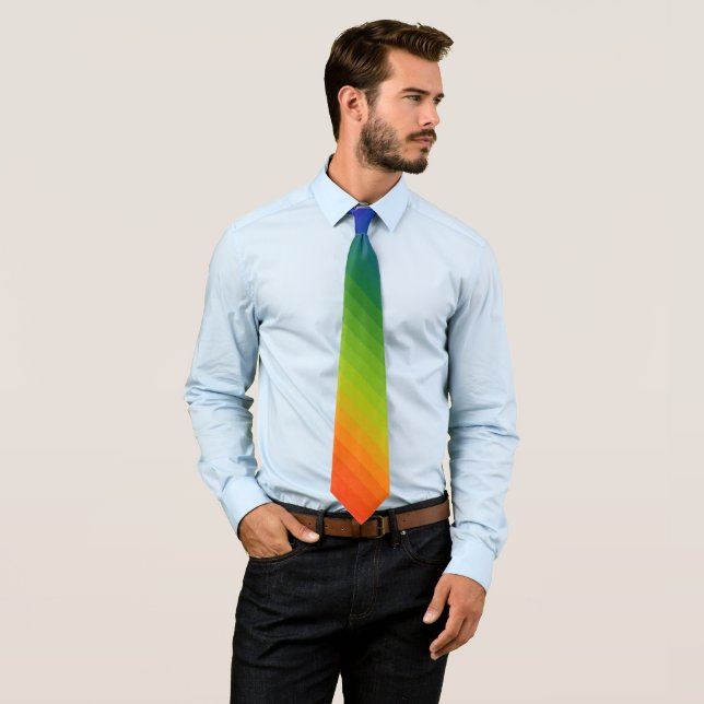 Rainbow Gradient Stripes Tie (In Situ)