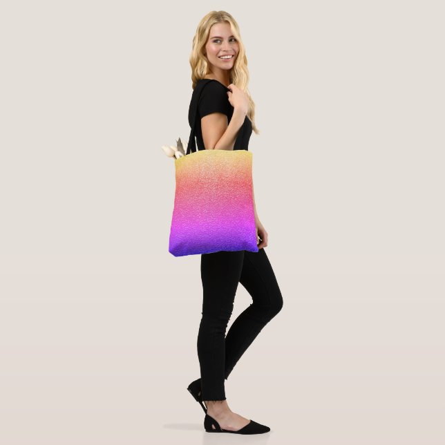 Rainbow Gradient Textured Look Modern Tote Bag (On Model)