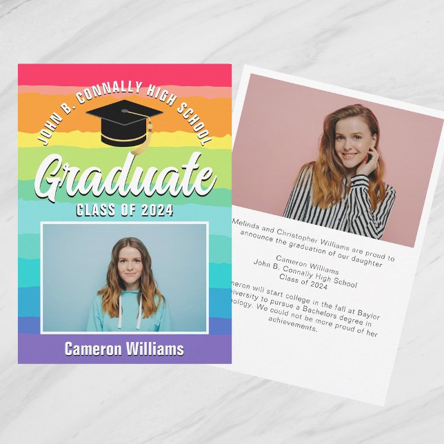 Rainbow Graduate Photo 2023 LGBTQ Graduation Announcement (Creator Uploaded)