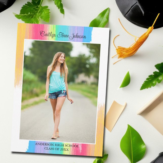 Rainbow Graduate Photo Elegant 2024 Graduation Announcement (Creator Uploaded)