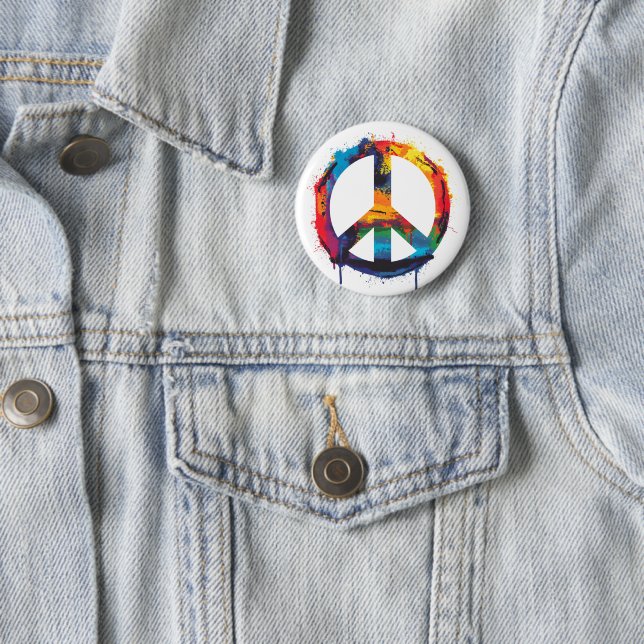 Rainbow Graffiti  Peace Sign 6 Cm Round Badge (In Situ)