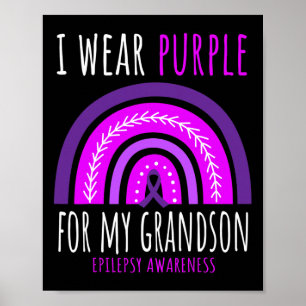 Rainbow Grandma Grandpa Purple Grandson Epilepsy A Poster
