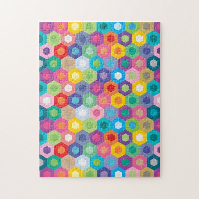 Rainbow Granny Honecomb Hexagon Pattern Jigsaw Puzzle (Vertical)